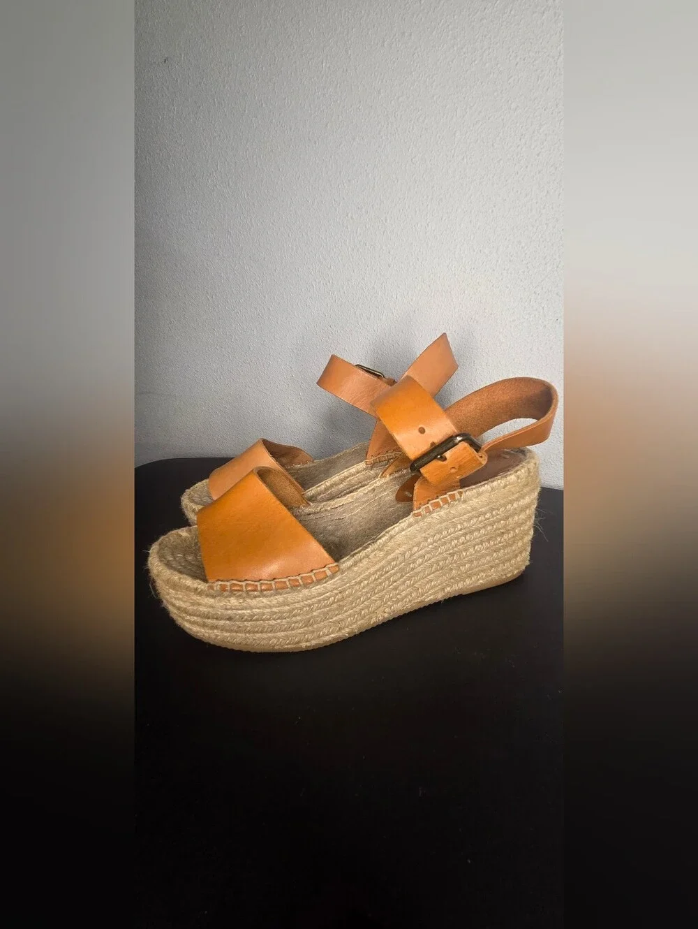 Soludos Tan Espadrille Wedge Sandals Size 6.5